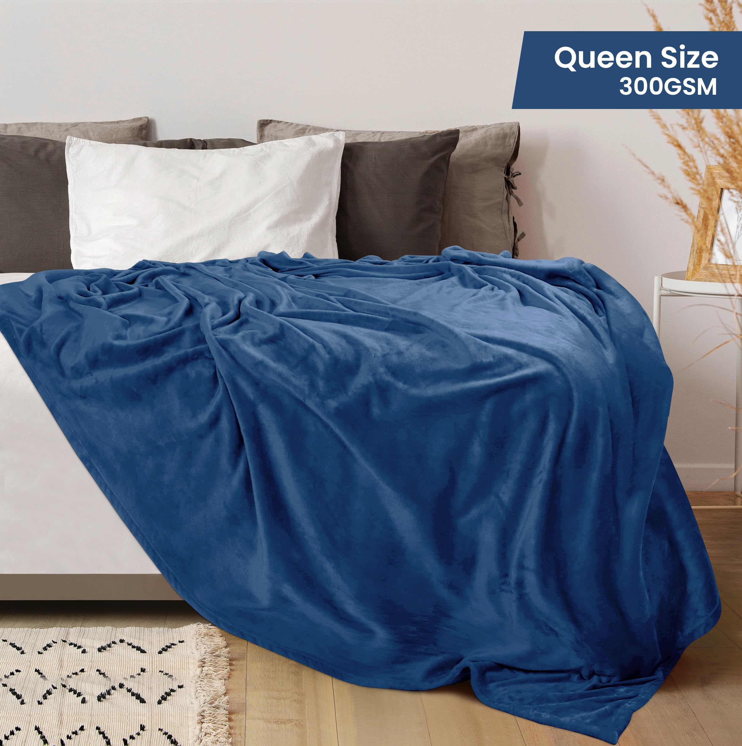 Utopia Bedding anti-static microfiber blanket highlights tidy, static-free nights and easy care.