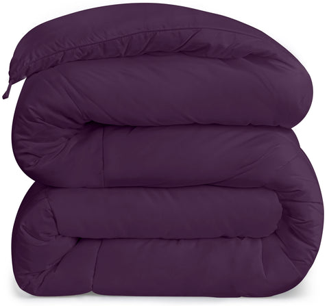 Utopia Bedding twin setup in a bedroom with plum duvet showcasing stylish, tidy bedding.