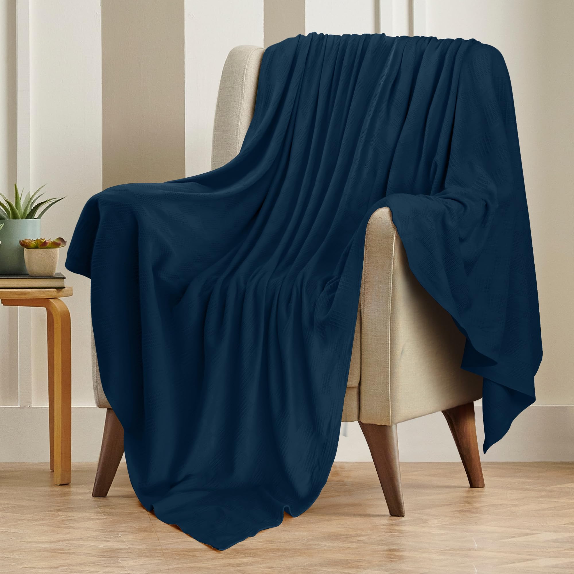 Utopia Bedding bedroom scene with navy thermal blanket.