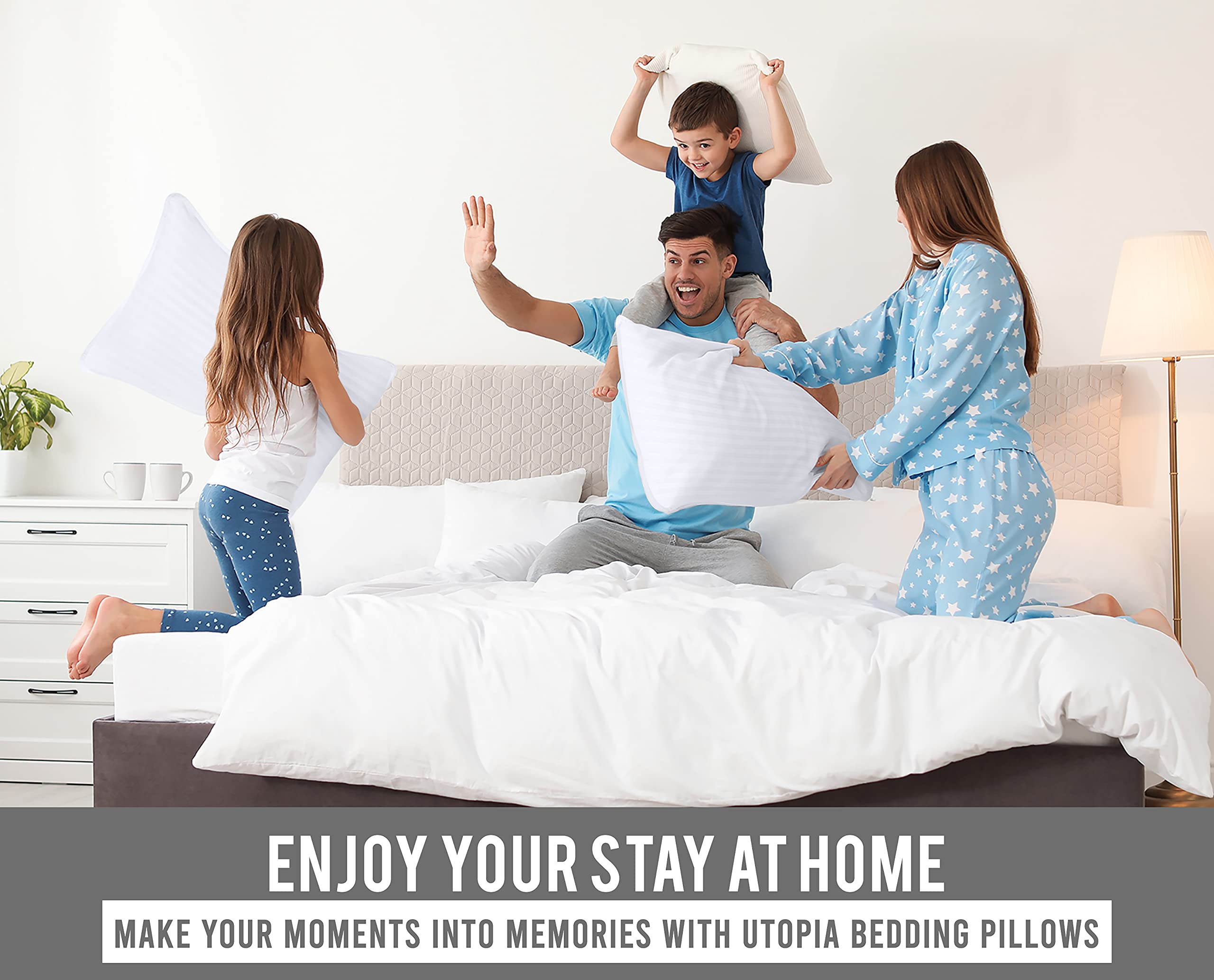 Utopia Bedding standard size pillows arranged on a cozy bed setting