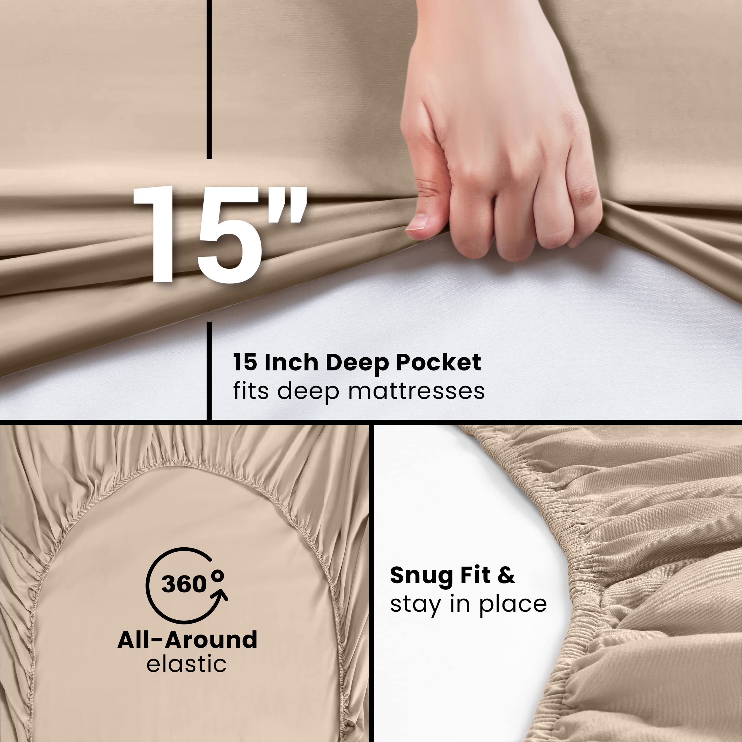 Utopia Bedding beige twin fitted sheet complements any bedroom