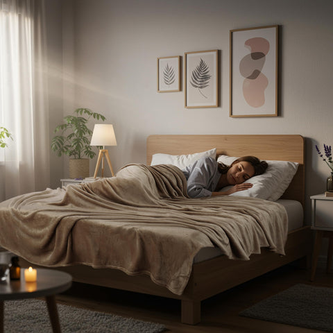 Utopia Bedding blanket on bed and couch for cozy movie night