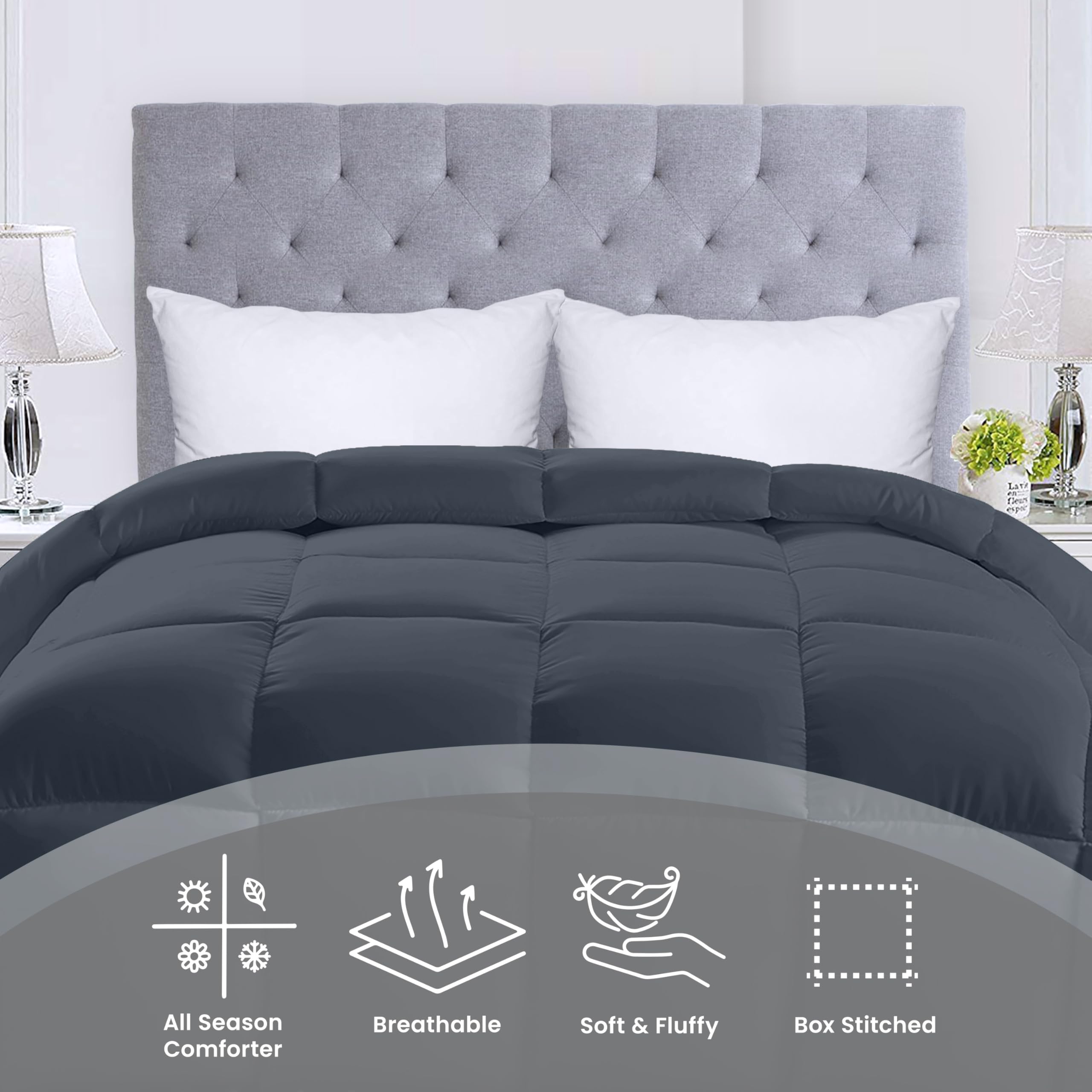 Utopia Bedding box-style stitching with piped edges for neat, durable design.