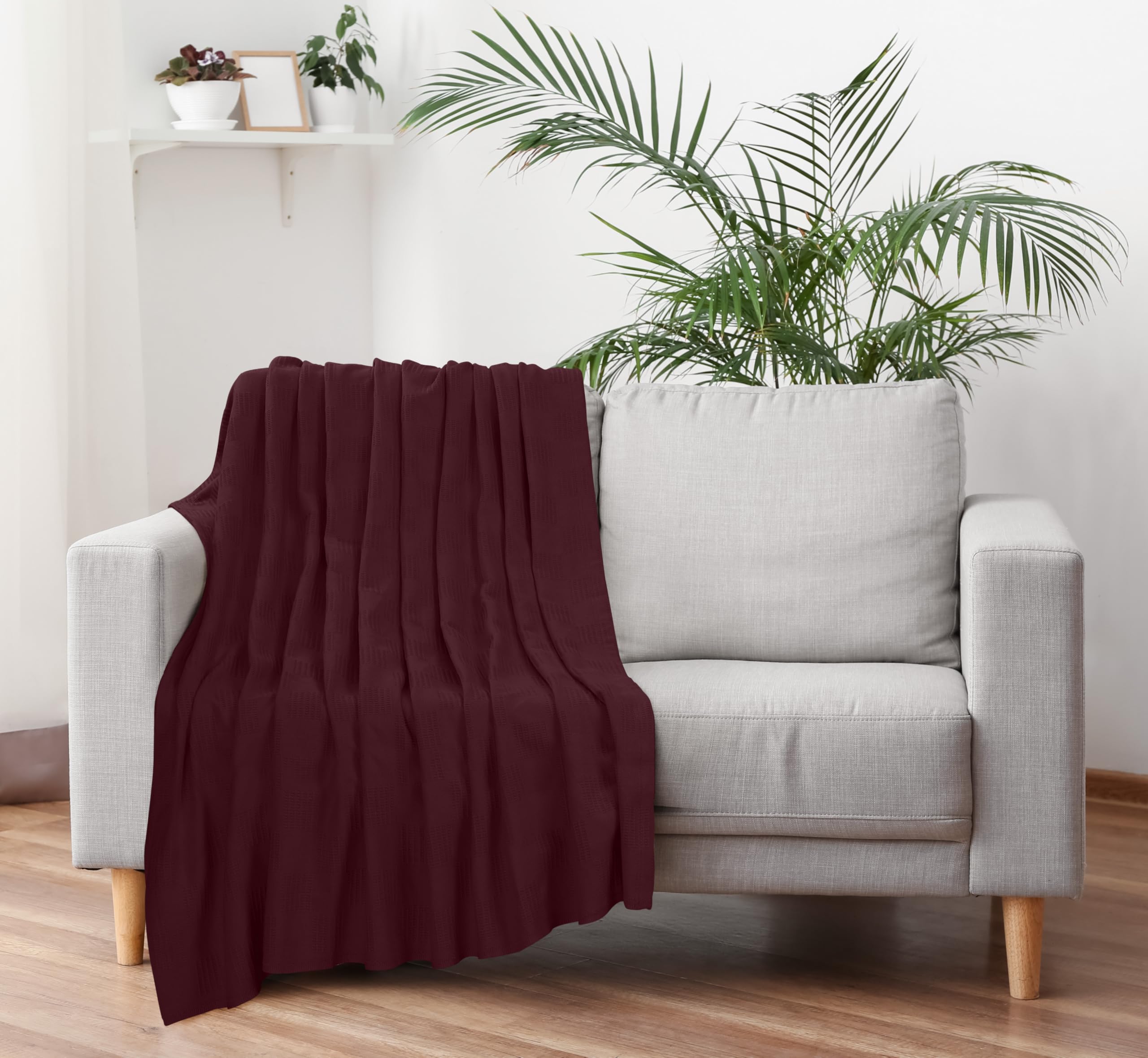 Utopia Bedding queen size burgundy blanket with label visible