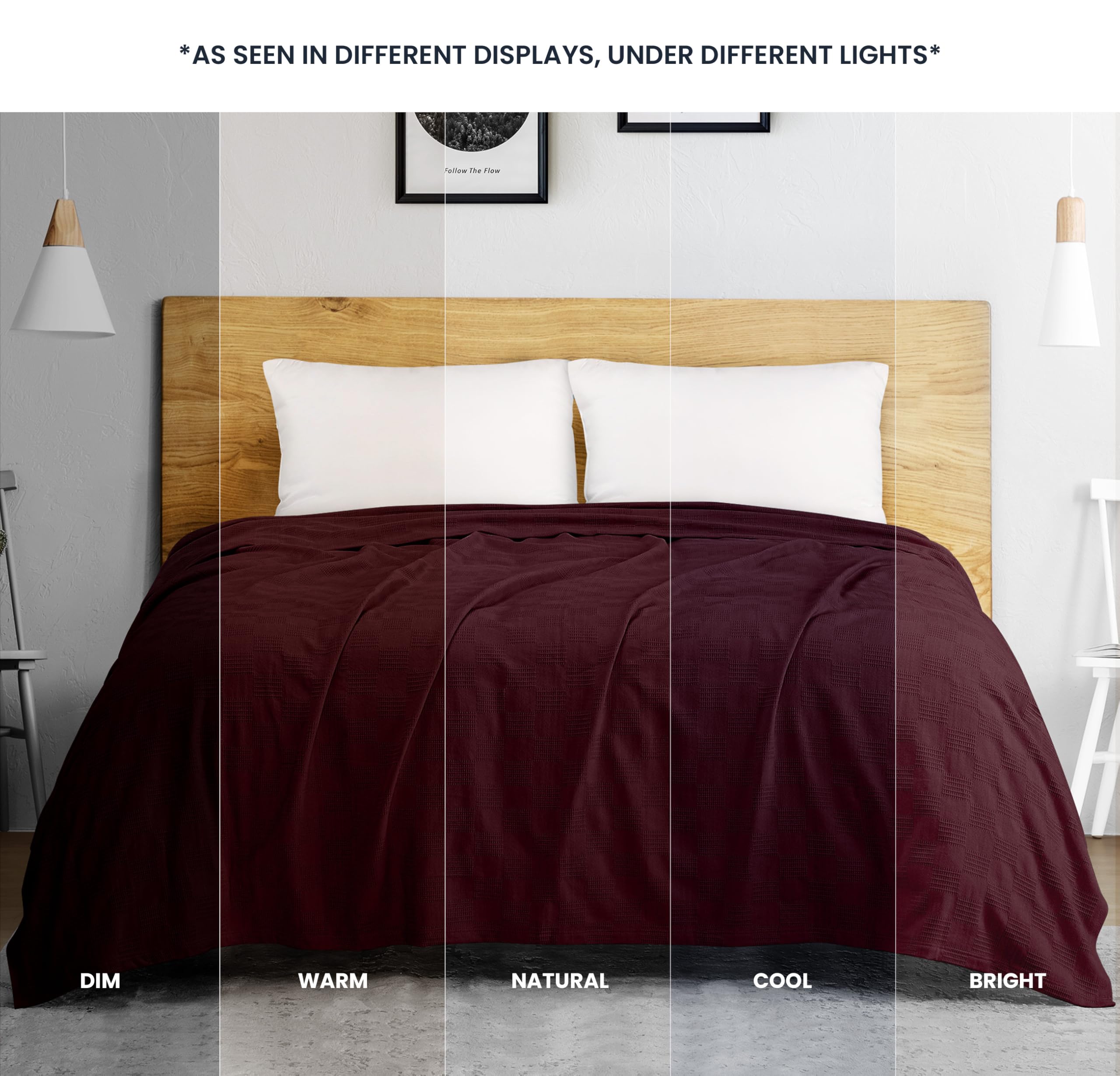 Utopia Bedding burgundy blanket draped over sofa for cozy lounge warmth
