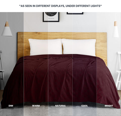 Utopia Bedding burgundy blanket draped over sofa for cozy lounge warmth