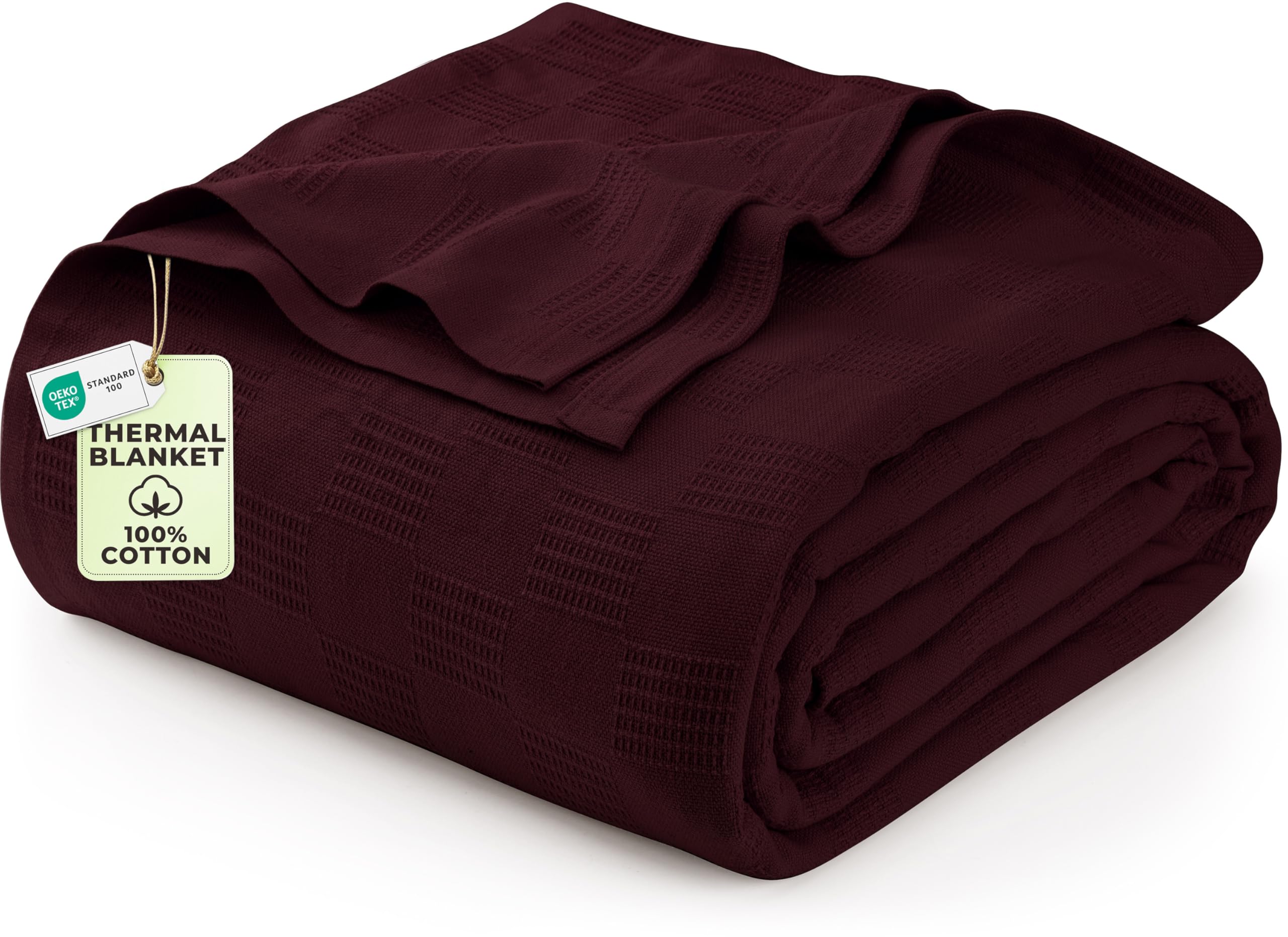 Utopia Bedding burgundy thermal blanket folded for compact storage and warmth