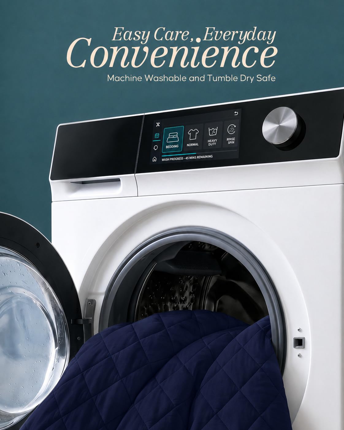 Utopia Bedding care guidance for machine wash and low heat drying