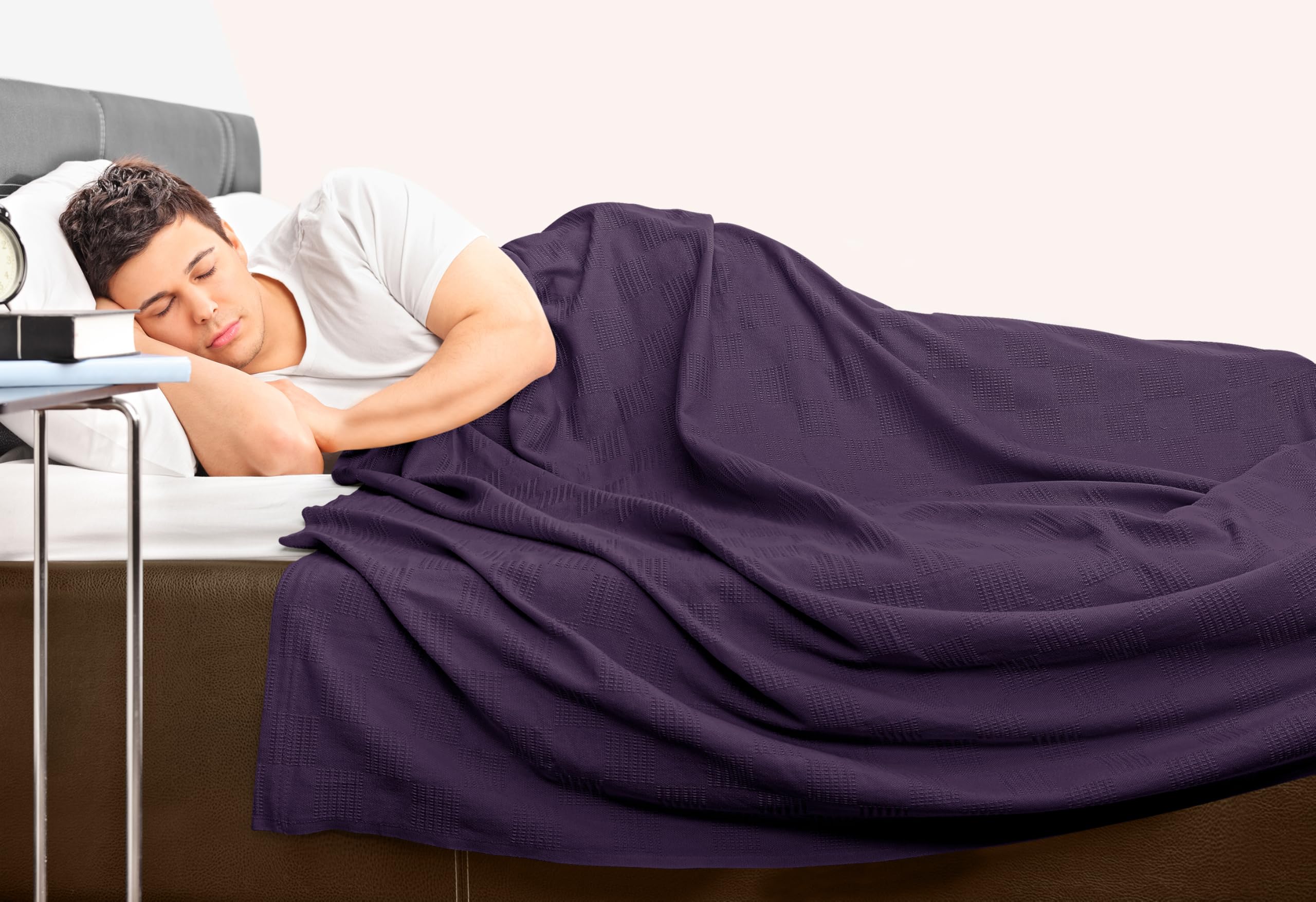 Utopia Bedding cotton blanket care scene shows easy washing and drying