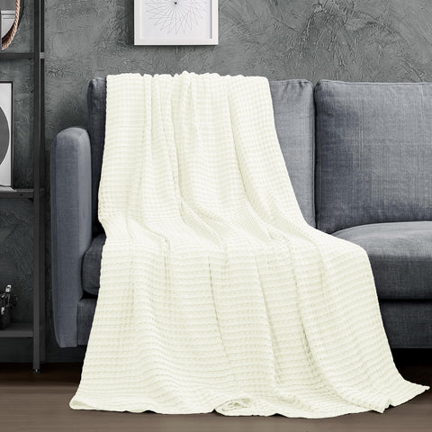 Close-up of Utopia Bedding waffle texture shows soft, breathable cotton weave.