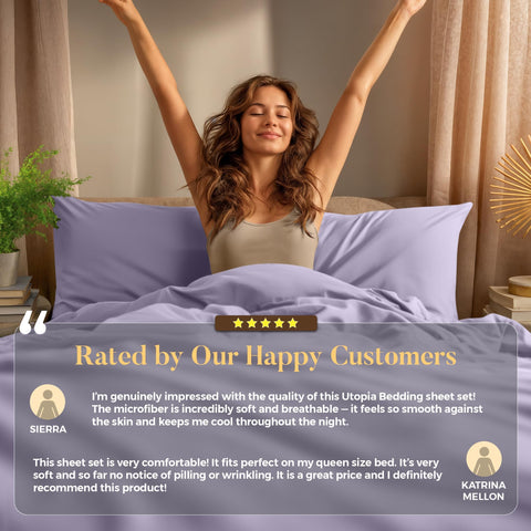 Utopia Bedding lavender palette complements modern bedroom decor