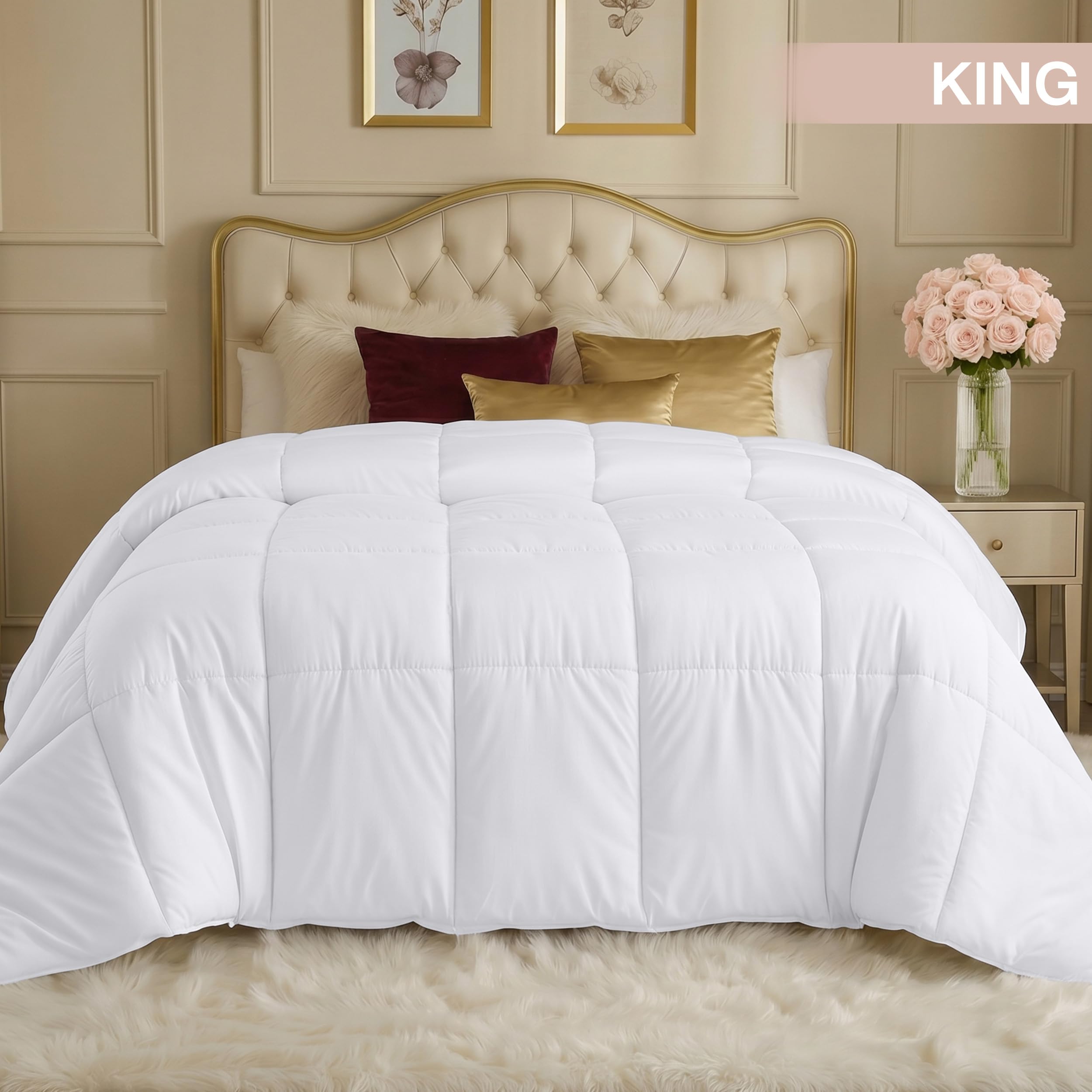 Box stitching detail on Utopia Bedding comforter for durable, neat look