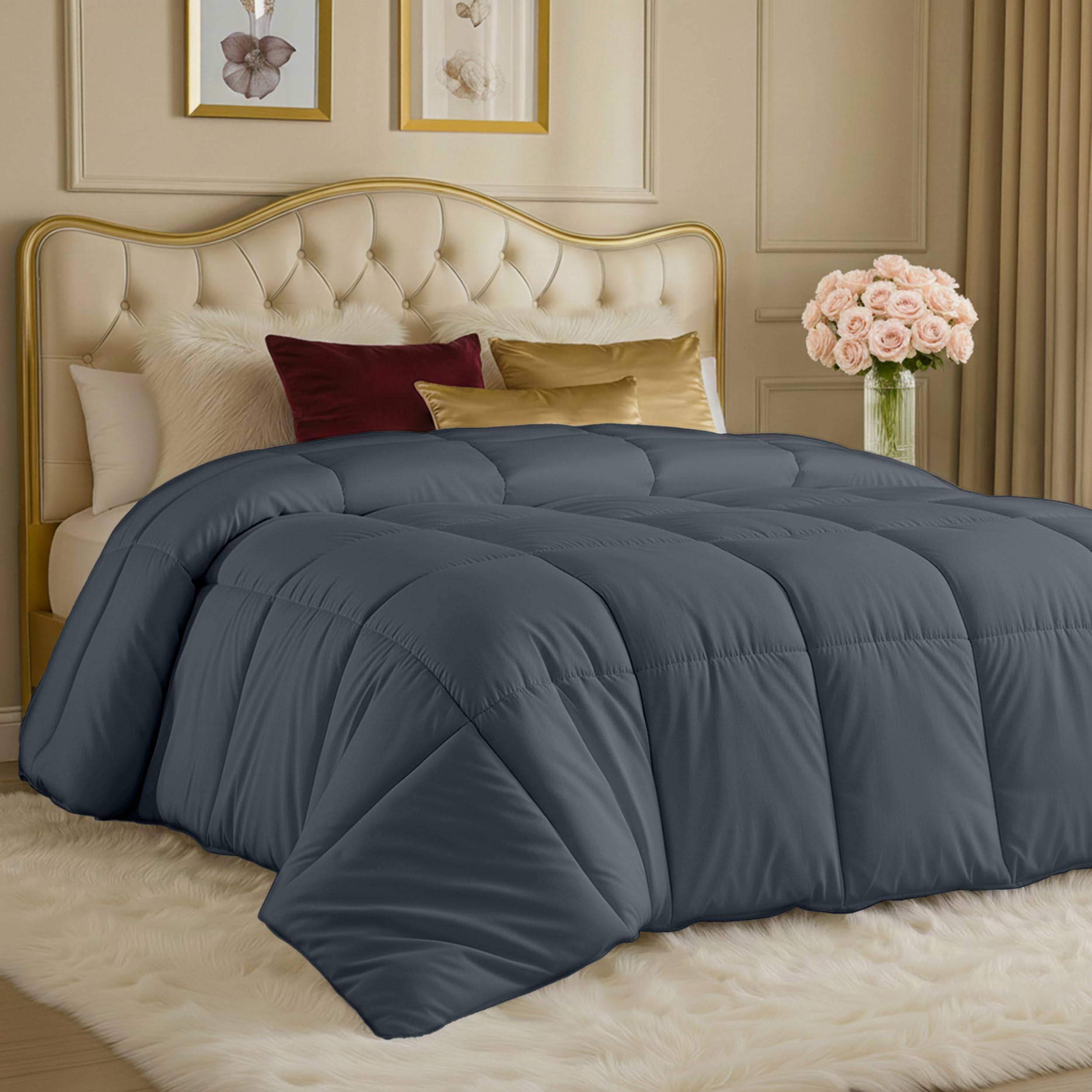 Utopia Bedding comforter showcasing box stitching for durable, even fill.