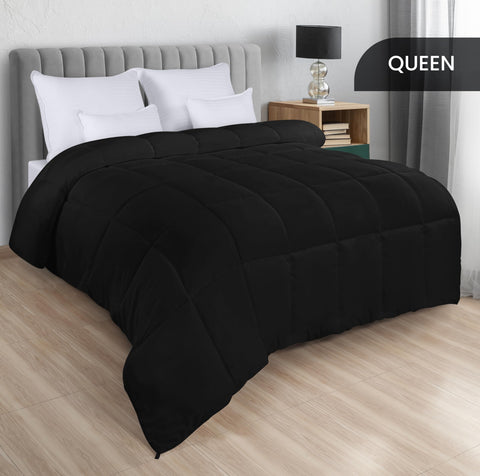 Utopia Bedding comforter with box stitching enhances loft and prevents fill shifting.
