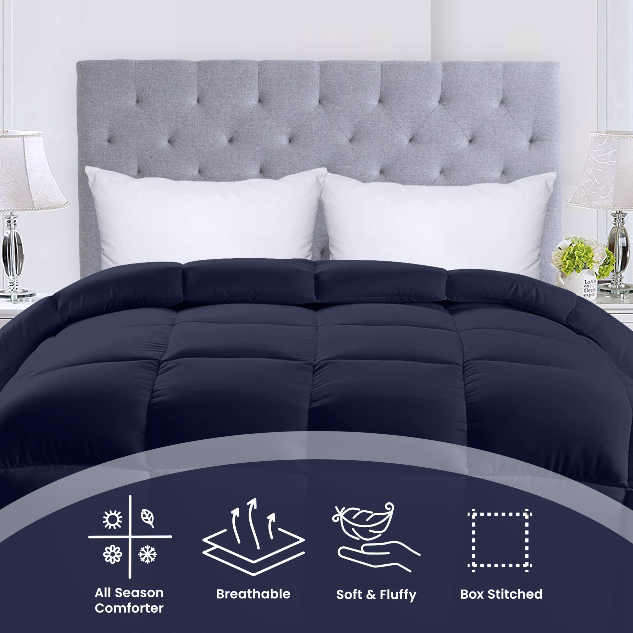 Utopia Bedding comforter shows convenient corner tabs to secure a duvet cover