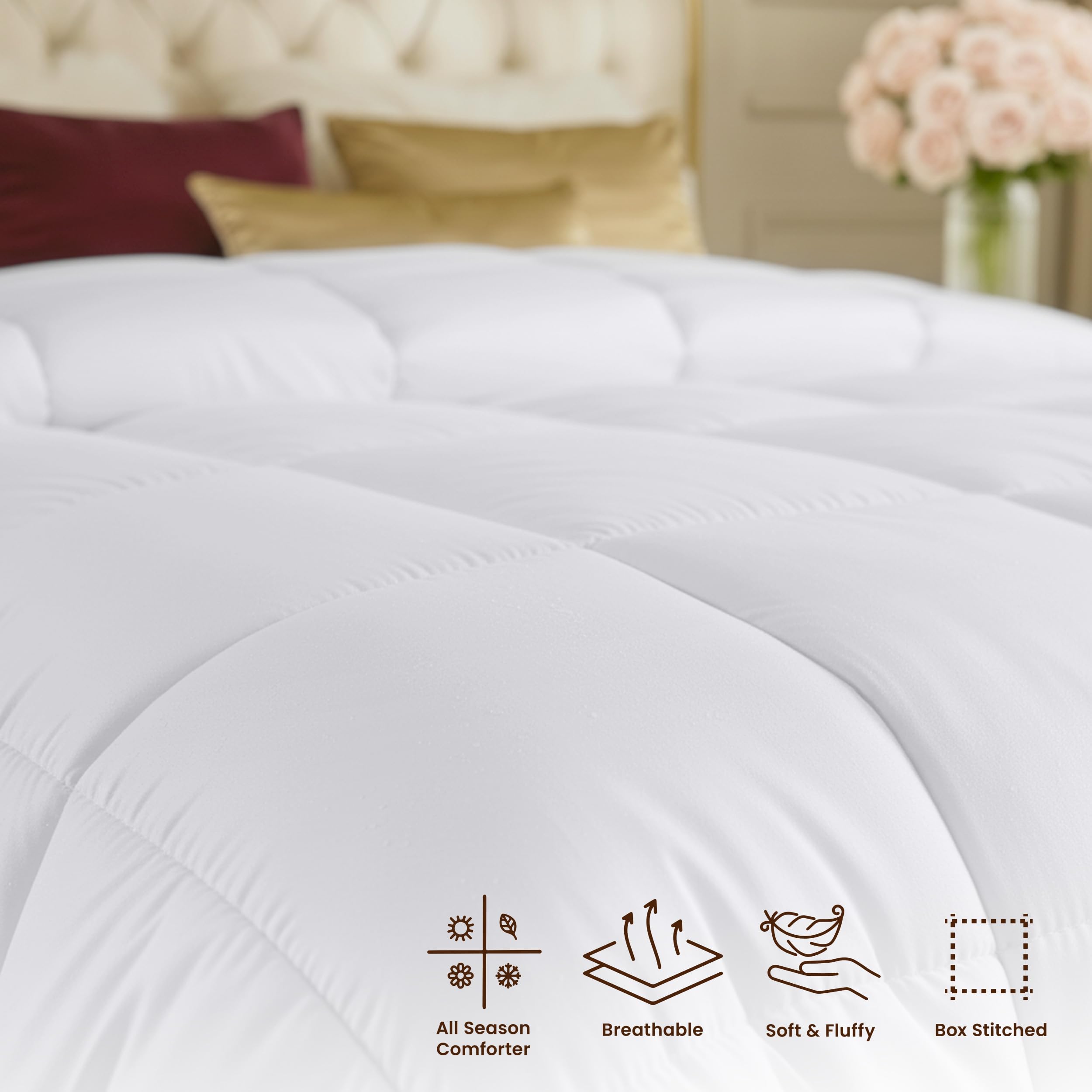 Utopia Bedding comforter laid across a bed illustrating generous king coverage