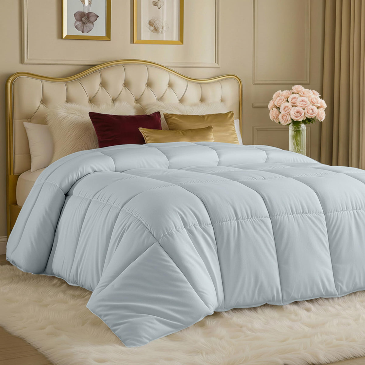 Utopia Bedding queen all-season comforter showcases versatile warmth and softness.