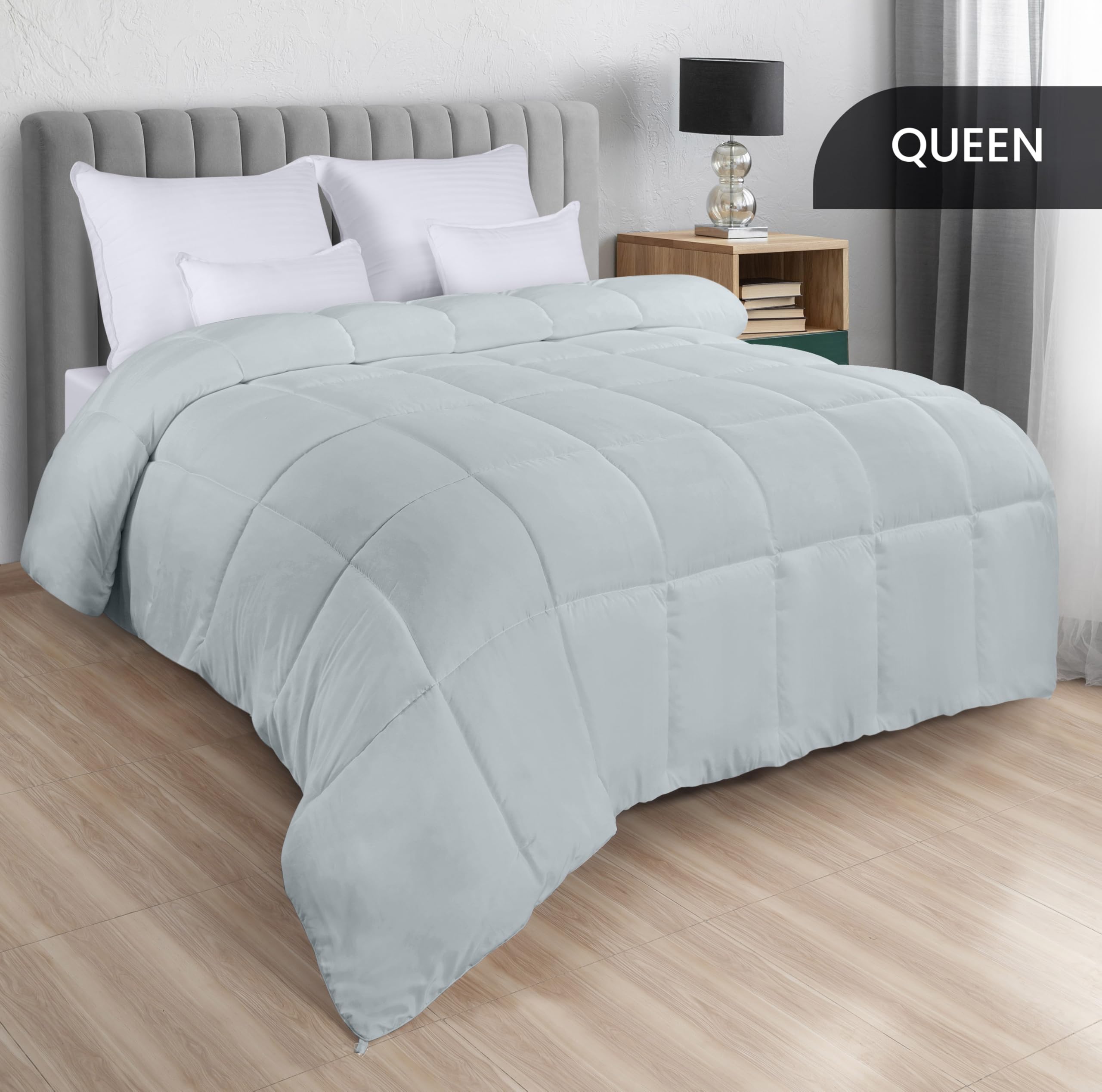 Utopia Bedding queen box-stitching creates crisp lines and keeps fill evenly distributed.