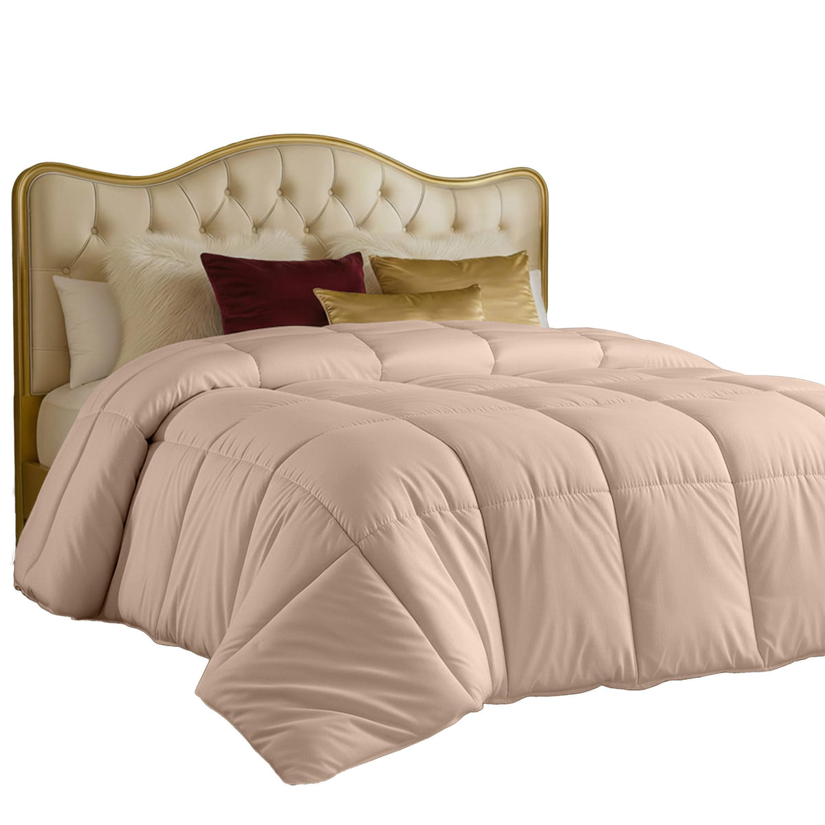 Utopia Bedding Queen Comforter – All-Season Duvet Insert with Box Stitching (Beige)