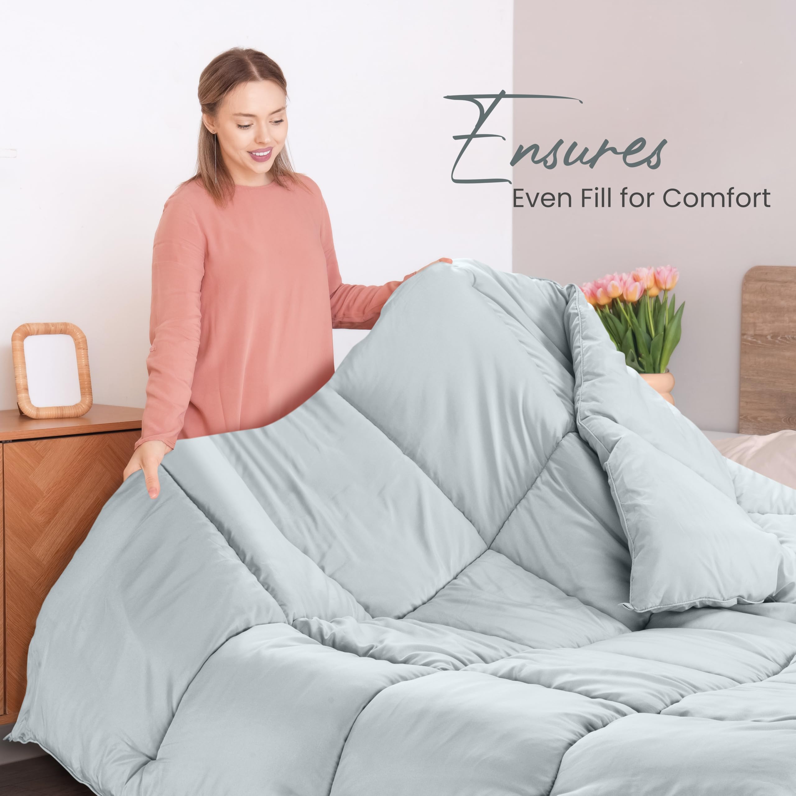 Utopia Bedding queen soft filling delivers cozy nights without weight.
