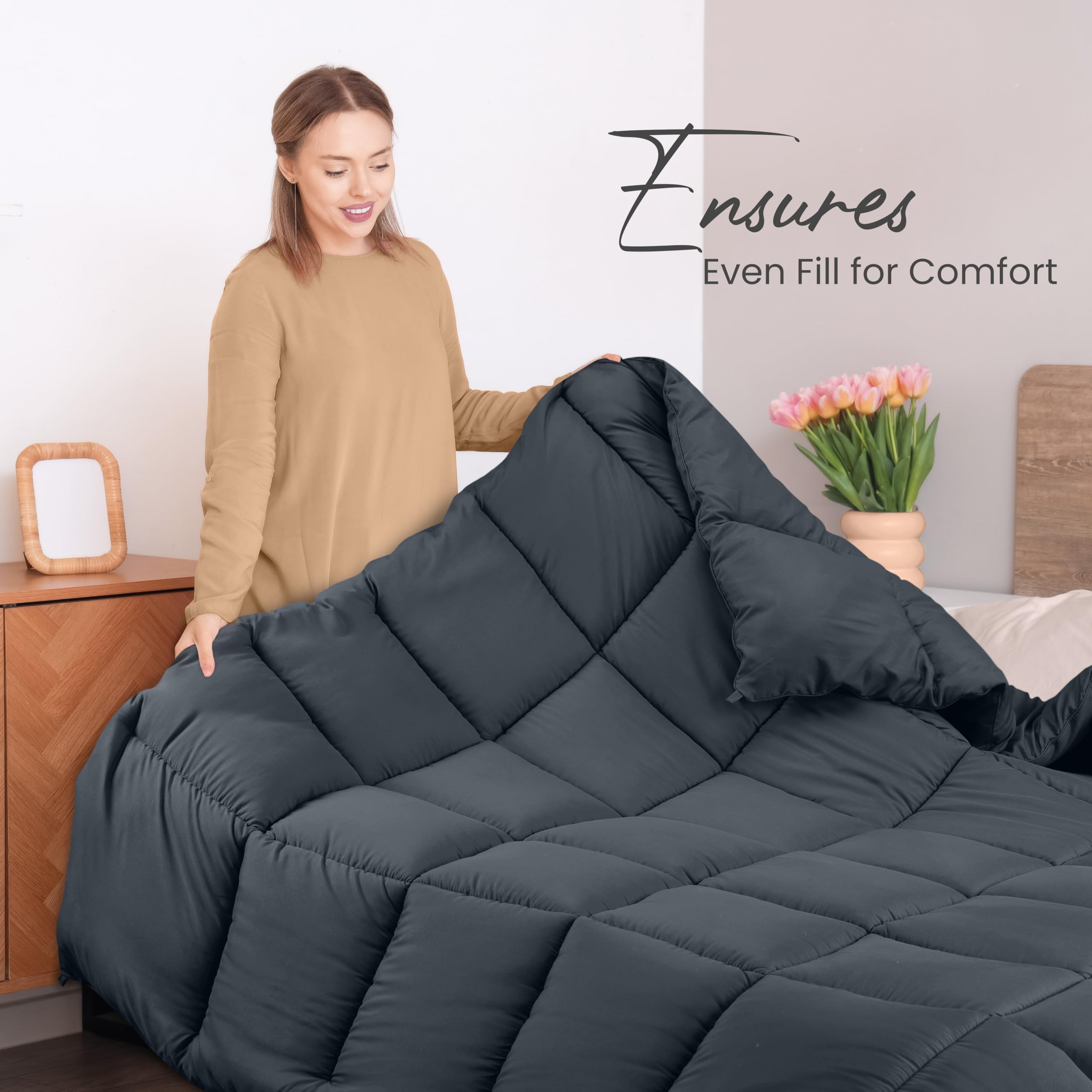 Utopia Bedding soft siliconized fiber filling creates a cozy, lightweight feel.