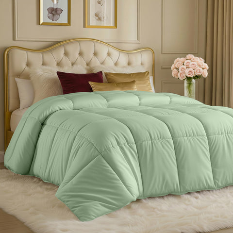 Utopia Bedding twin sage green comforter shows a soft, cozy color for all-season use.