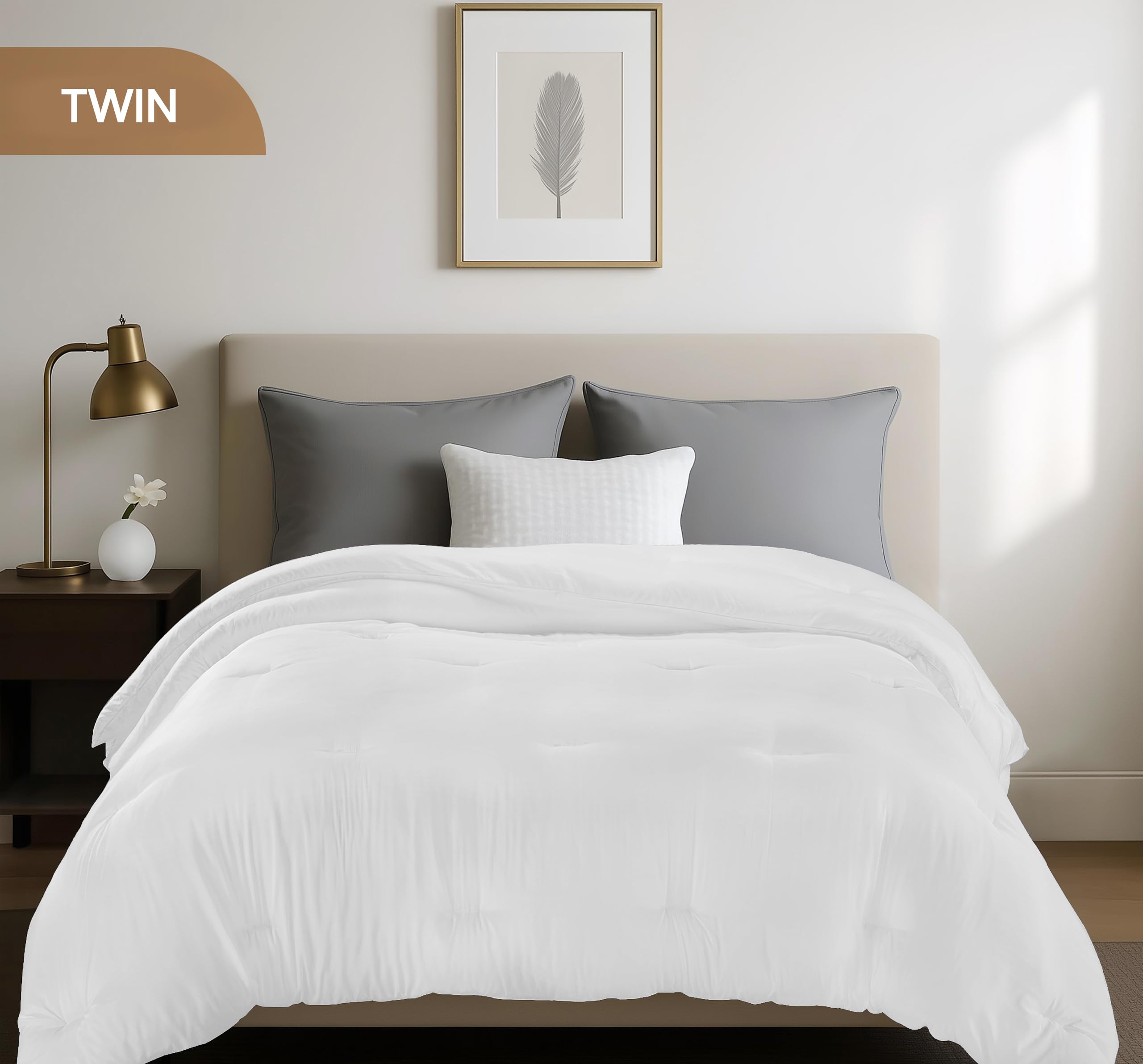Corner tabs on Utopia Bedding comforter secure it inside a duvet cover.