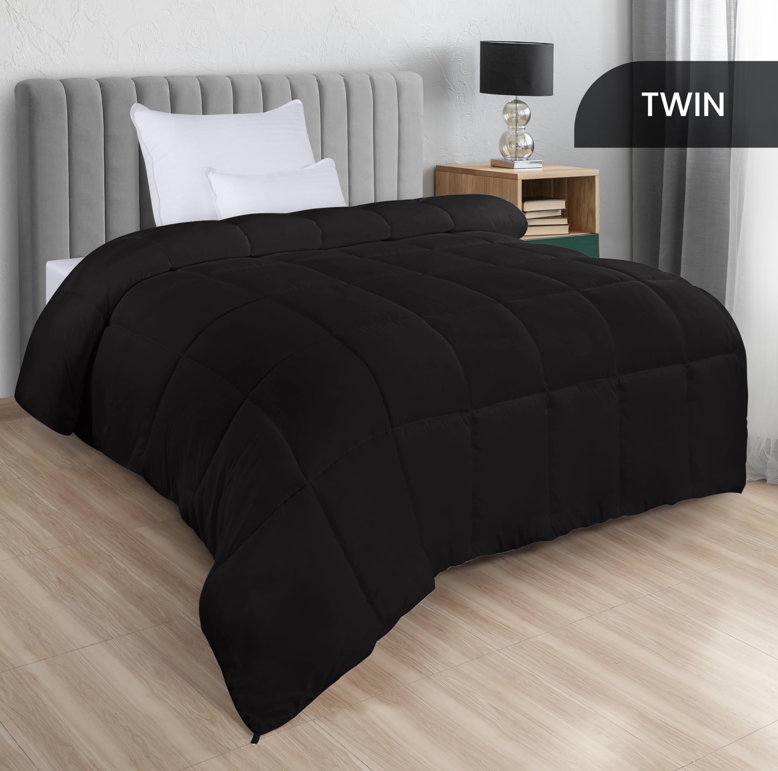 Utopia Bedding comforters king side stitch detail highlights durable box stitching.