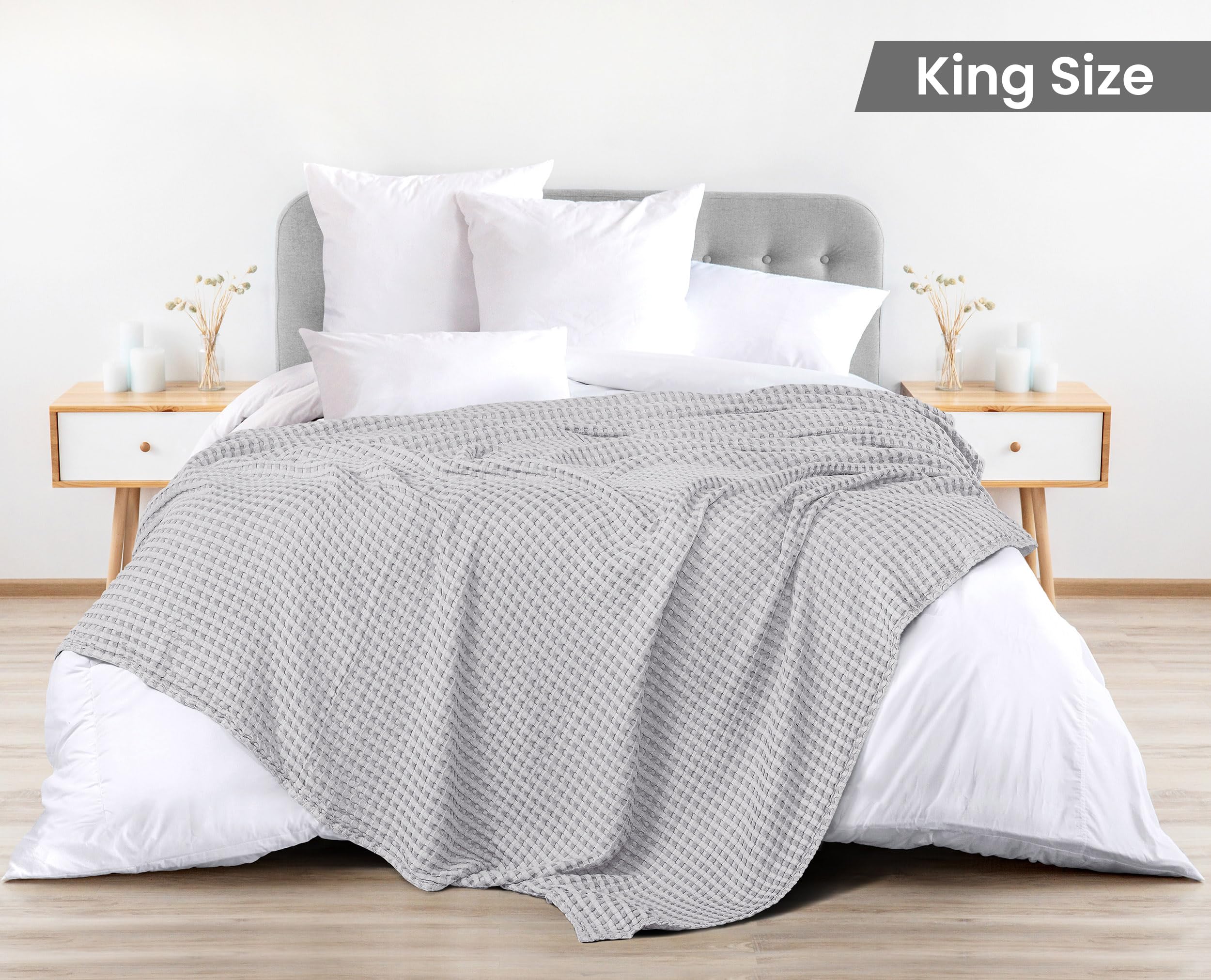 Close-up of 100% cotton waffle texture from Utopia Bedding for softness.