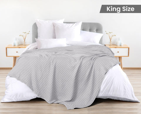 Close-up of 100% cotton waffle texture from Utopia Bedding for softness.