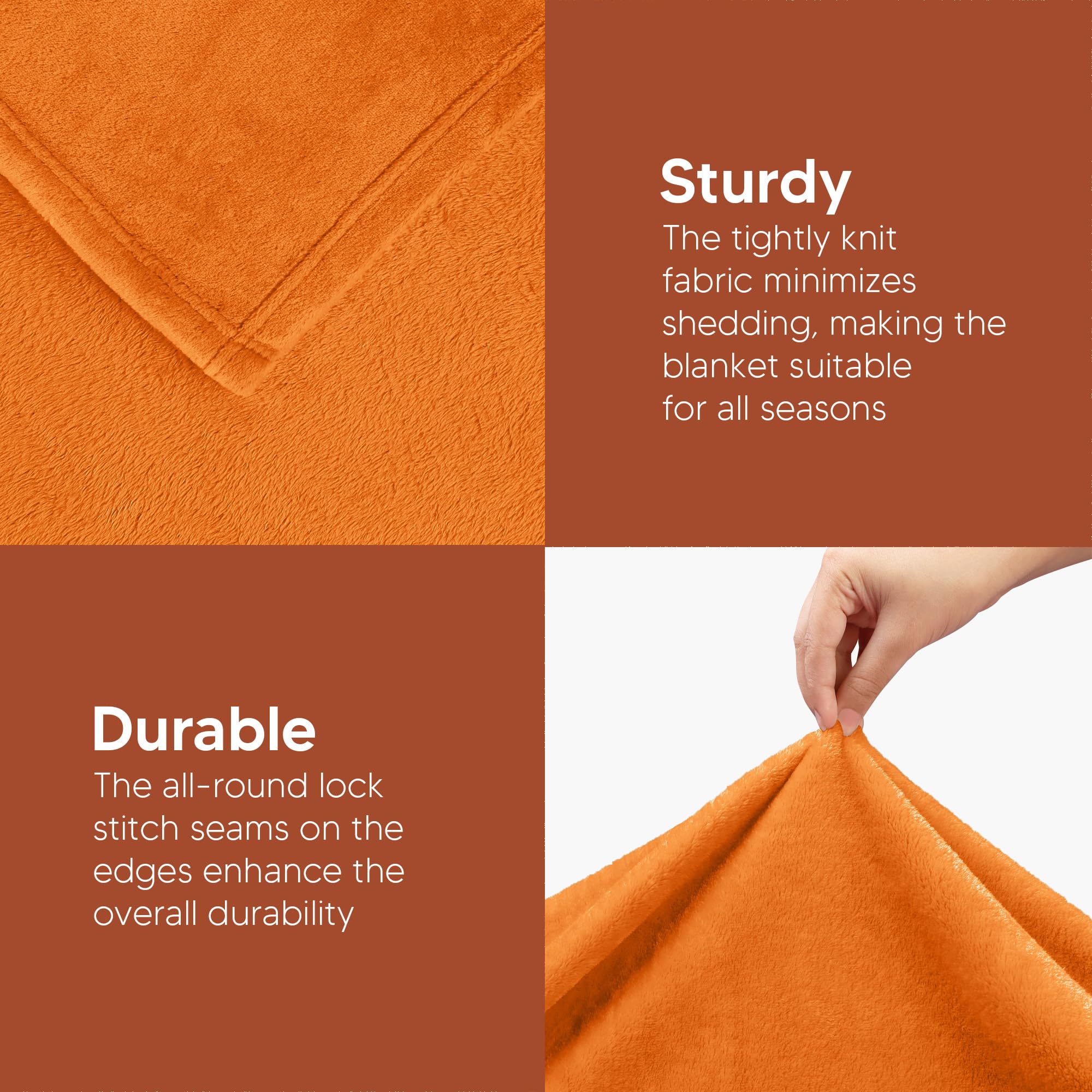 Cozy couch setup featuring Utopia Bedding burnt orange fleece blanket.