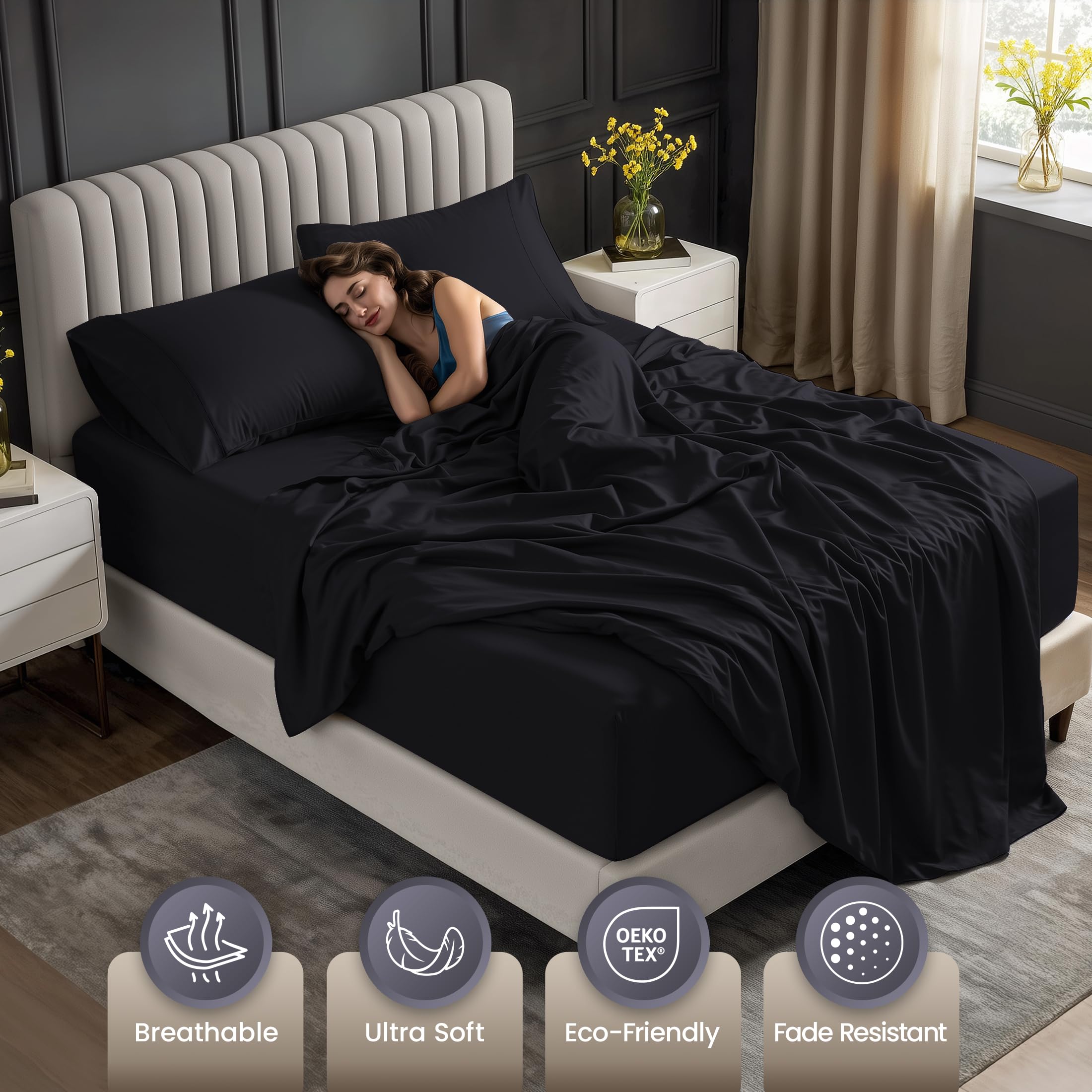 Utopia Bedding deep-pocket design ensures secure fit on tall mattresses.
