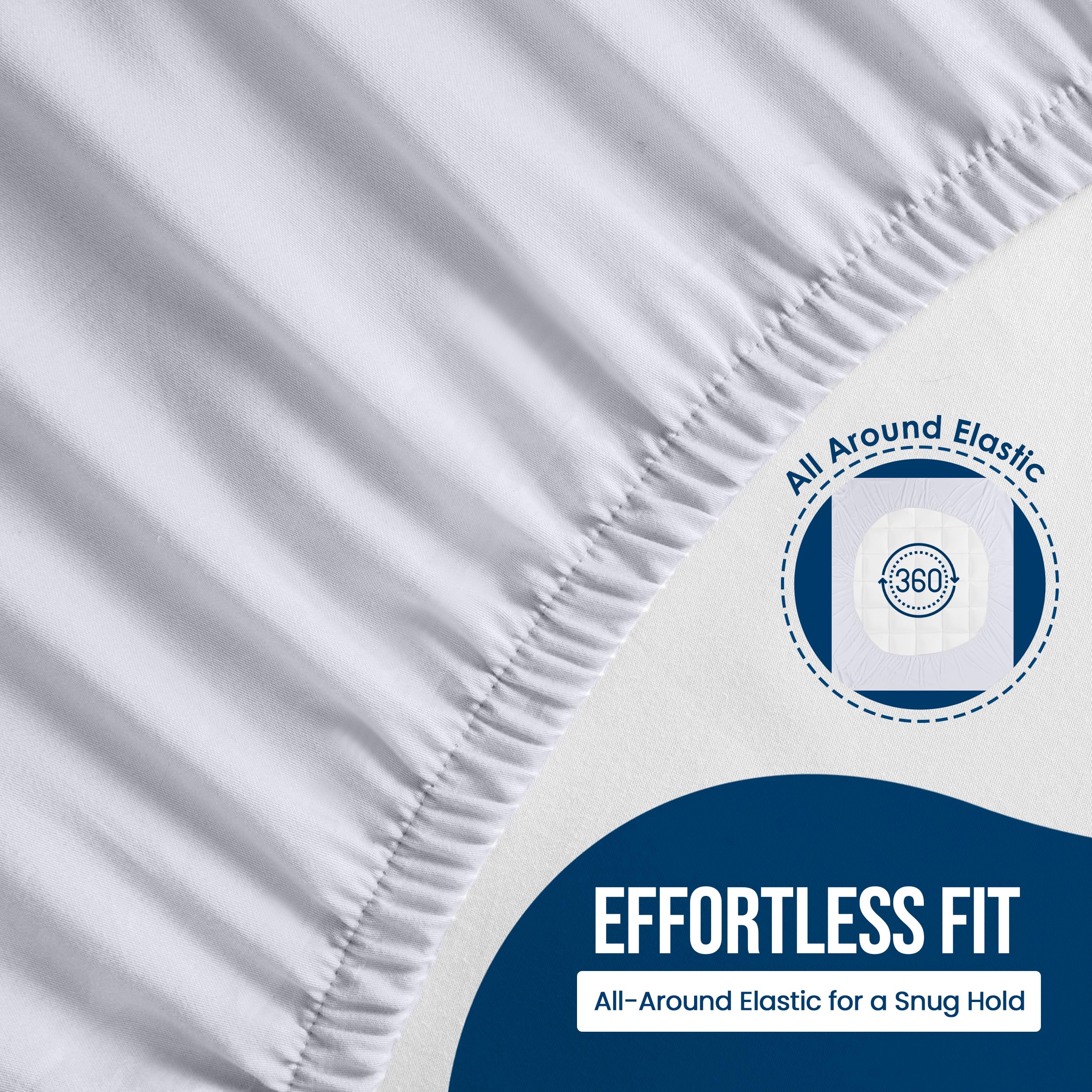 Utopia Bedding deep-pocket fitted mattress protector stays taut with stretchable corners for snug fit.