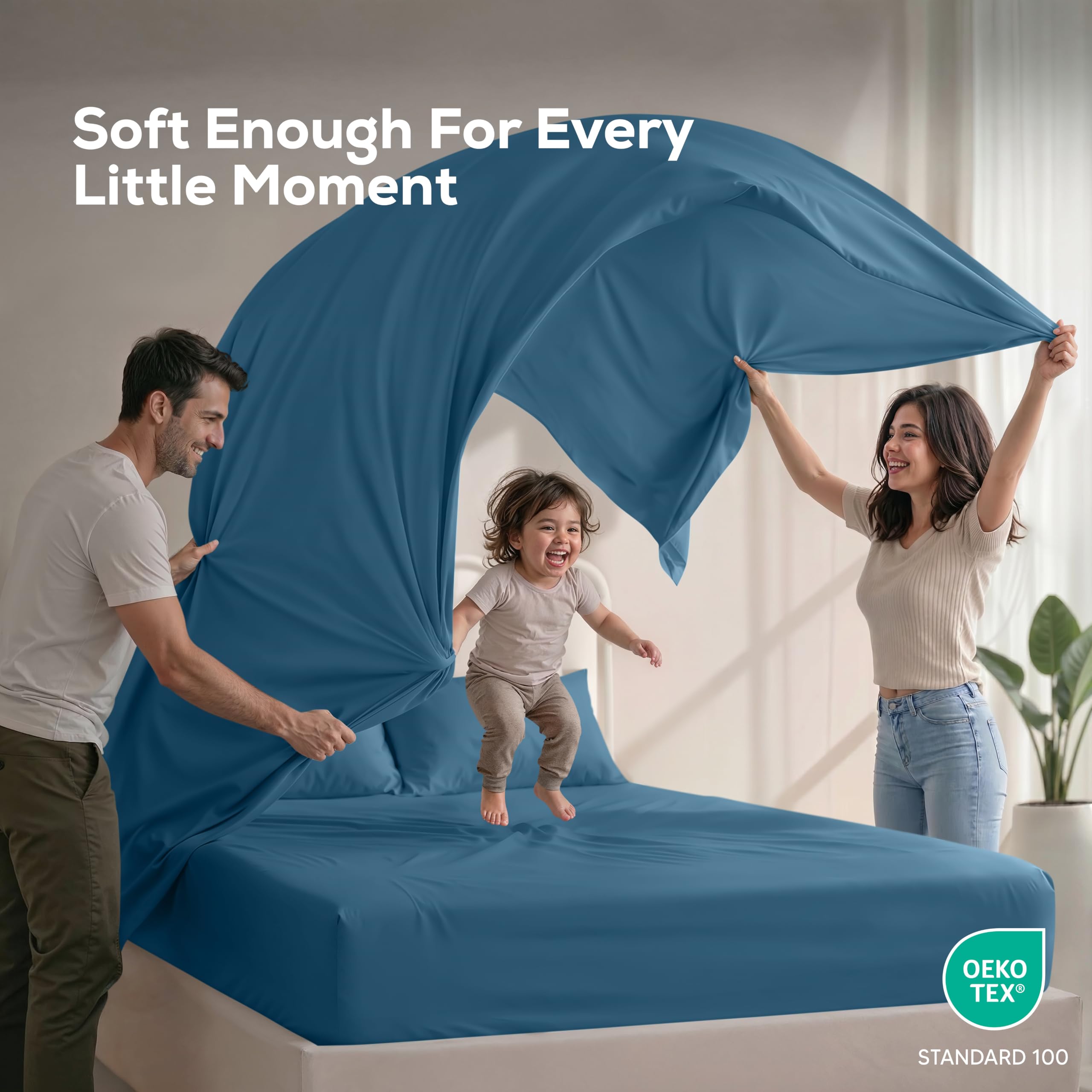 Utopia Bedding deep-pocket fitted sheet dusk blue fits full-size bed