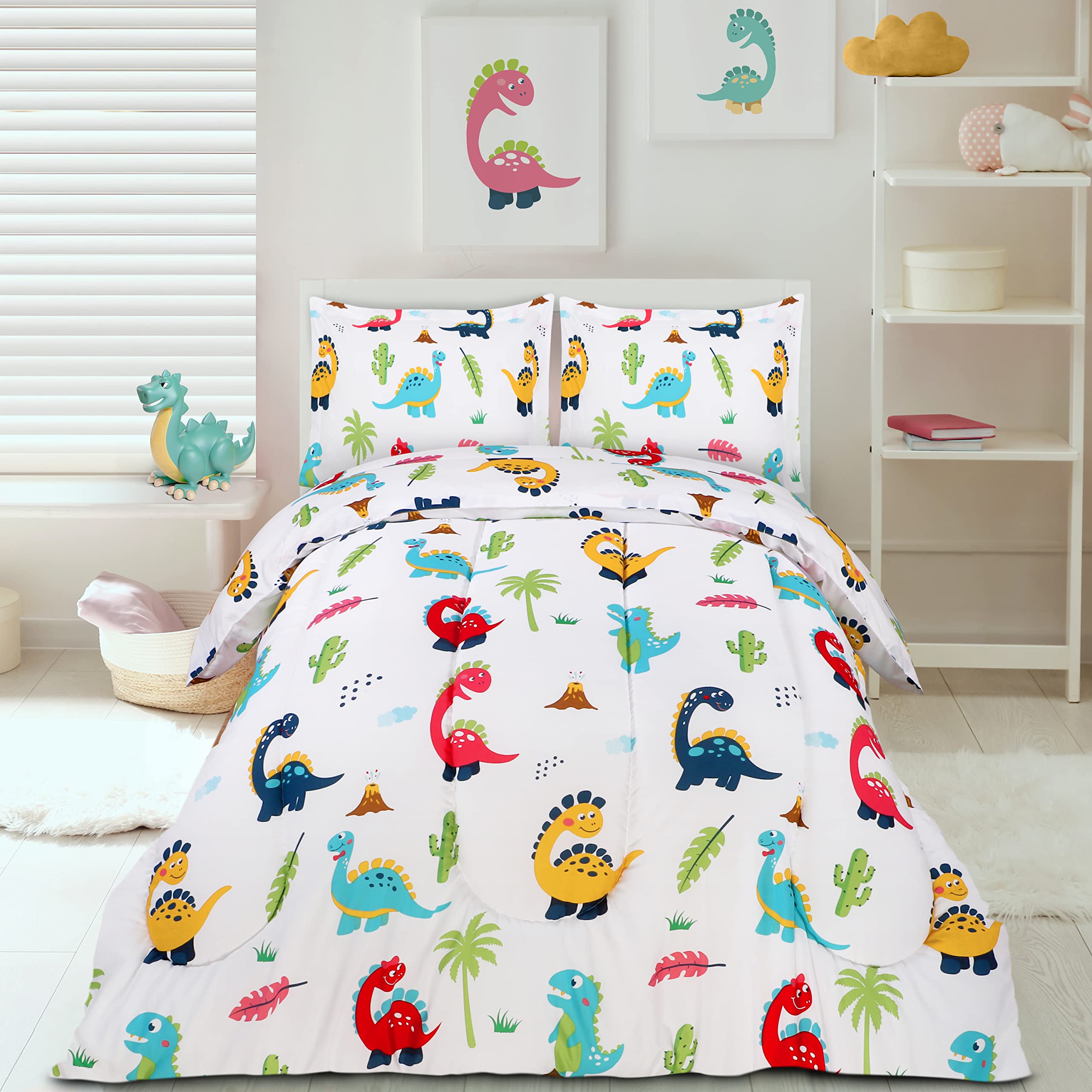 Utopia Bedding dinosaur fabric close-up reveals breathable microfiber for comfortable nights.