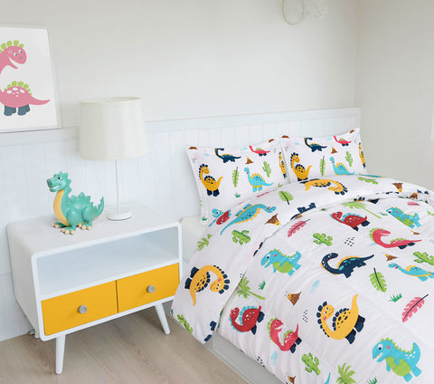 Utopia Bedding dinosaur print detail illustrates durable colors that resist fading.