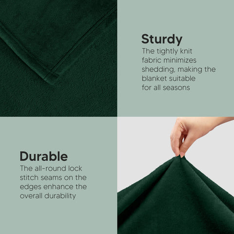 Utopia Bedding double-needle stitch blanket forest green reinforces longevity