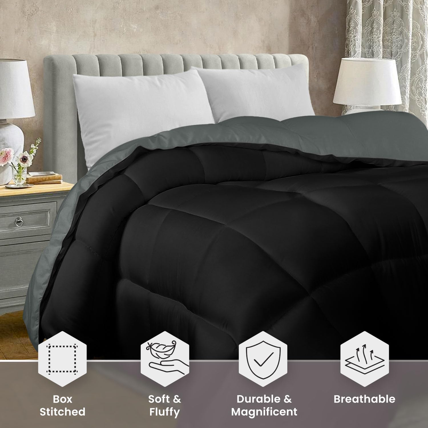 Utopia Bedding down-alternative fill close-up showing soft, lightweight loft
