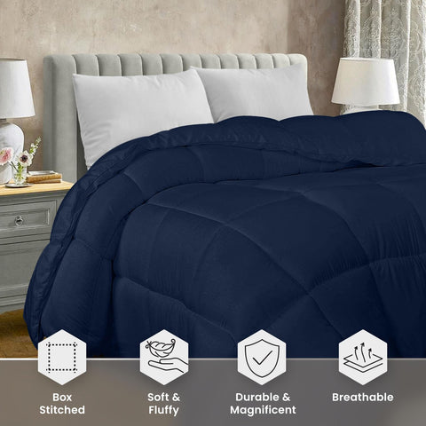 Utopia Bedding down-alternative fill delivers lightweight warmth for year-round comfort.