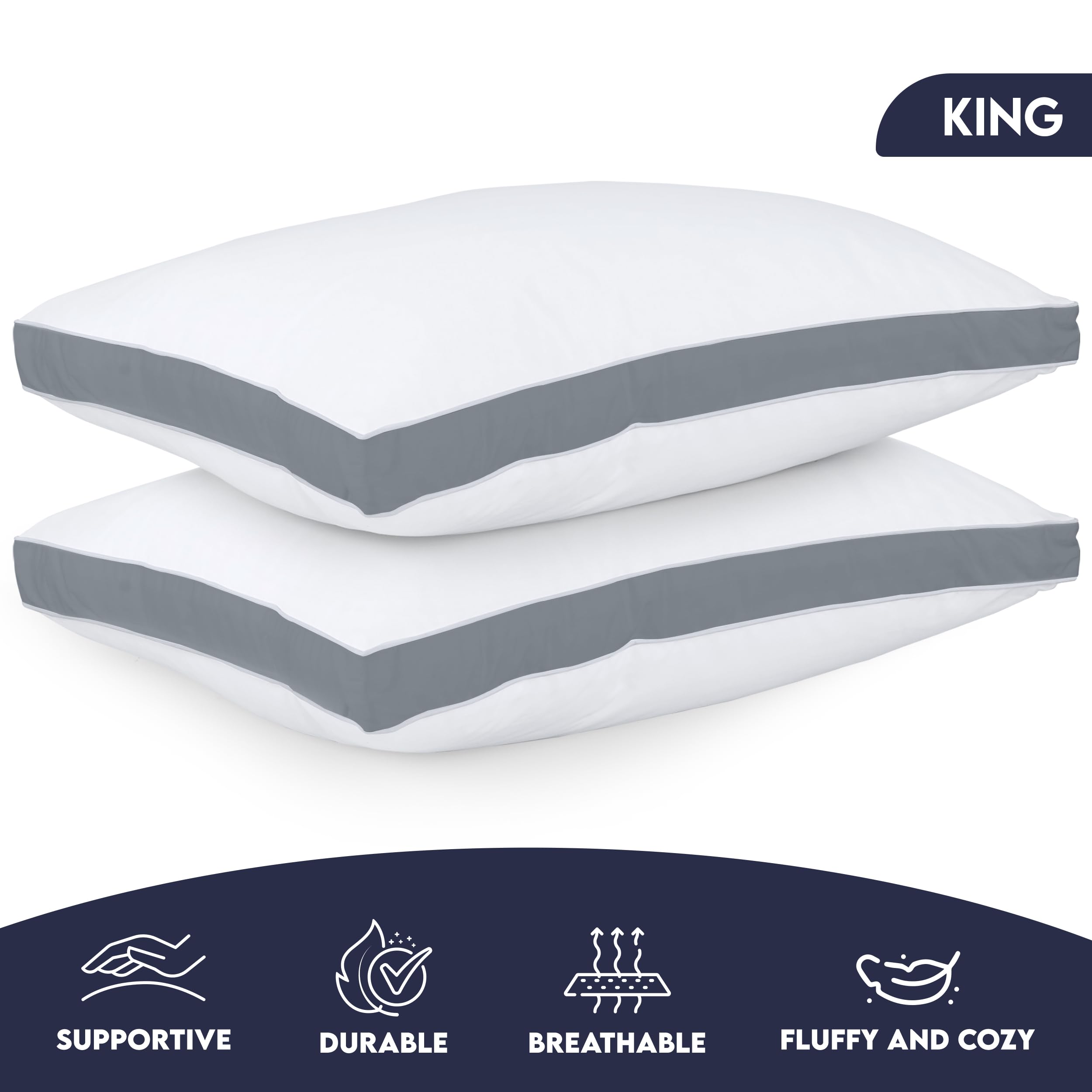 Down-alternative filling cushions head and neck with soft firmness