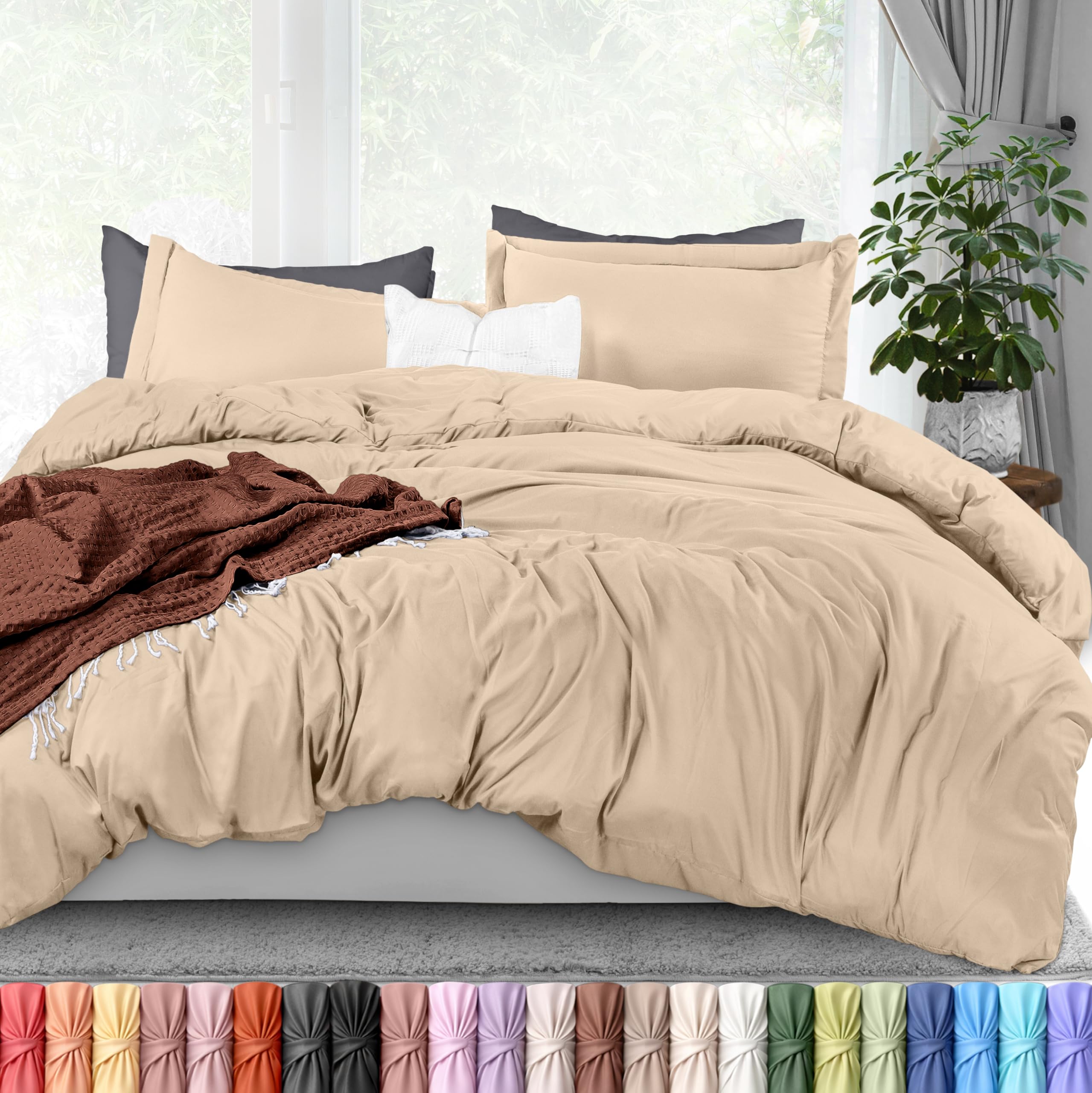 Utopia Bedding duvet cover king size with zipper keeps the comforter secure.