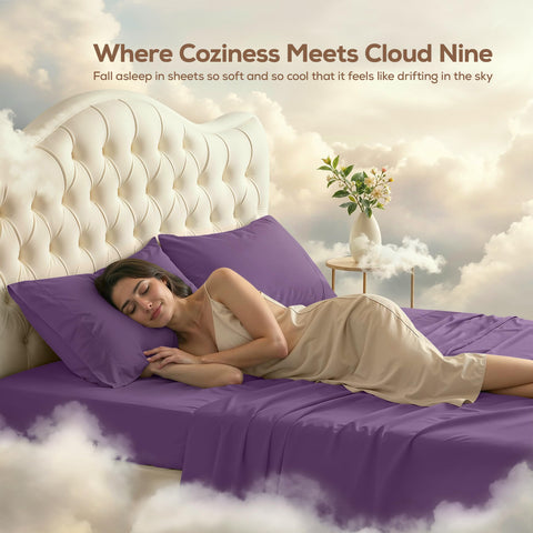 Utopia Bedding eggplant color option adding stylish bedroom pop.