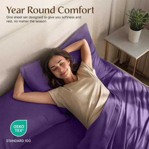 Utopia Bedding eggplant color swatch highlights rich, versatile styling.