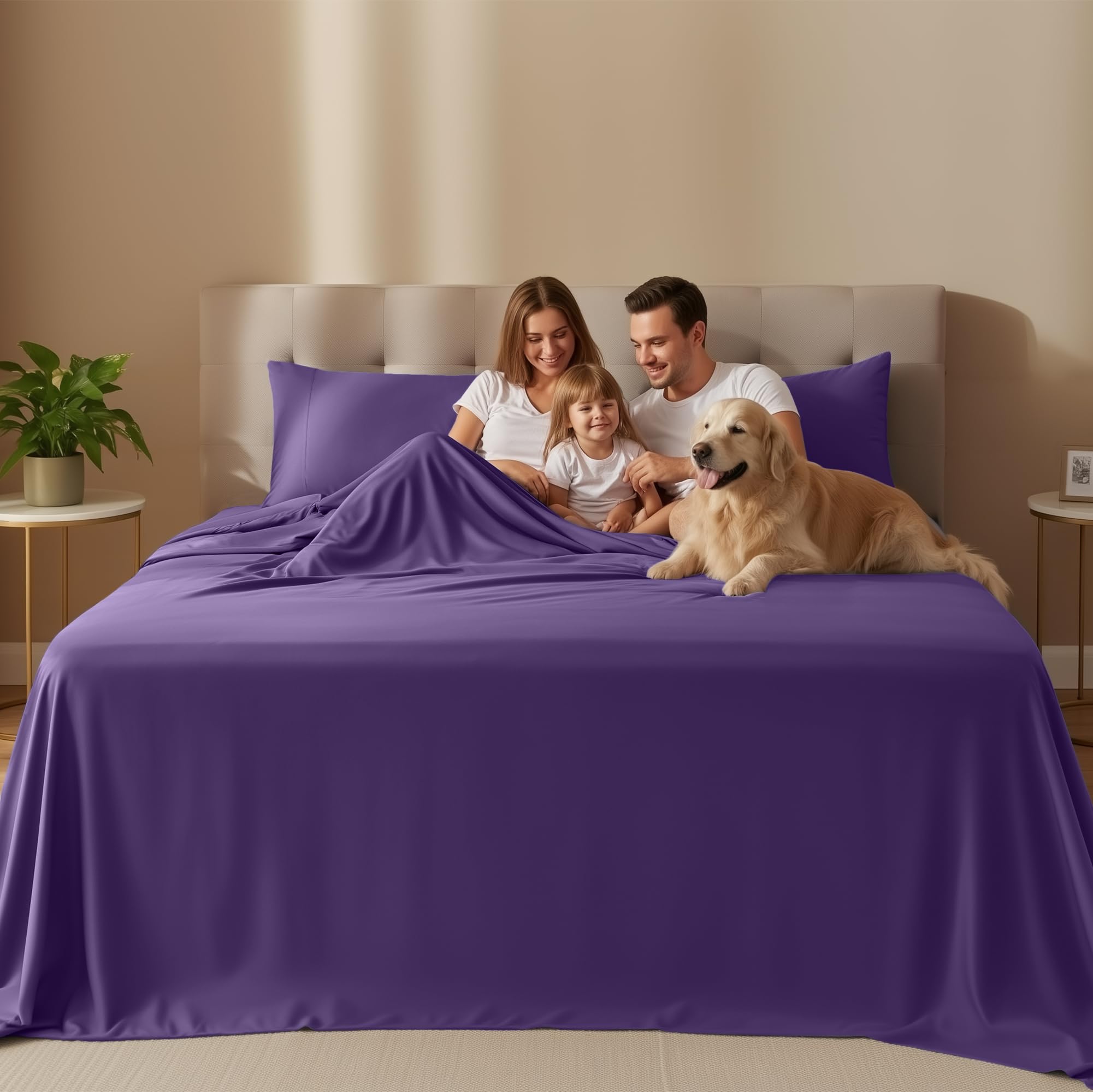 Utopia Bedding eggplant king fitted sheet 78x80 with 15-inch pocket keeps in place.