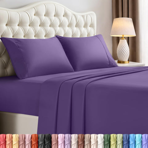 Utopia Bedding eggplant king flat sheet 105x102 offers generous coverage and silky feel.