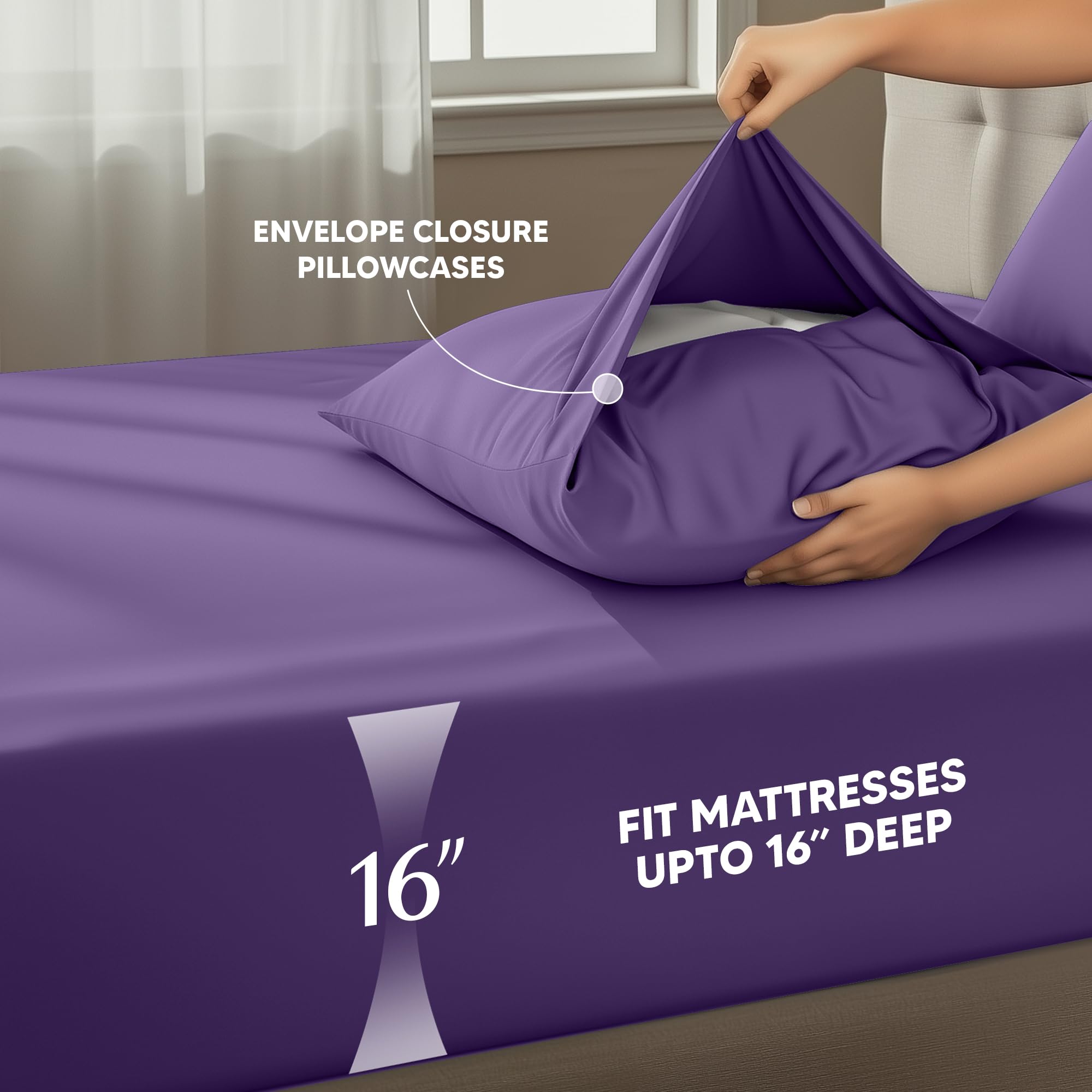 Utopia Bedding eggplant microfiber close-up shows silky texture and durability.