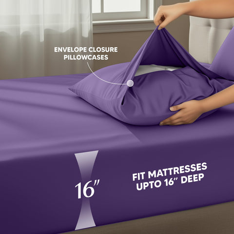 Utopia Bedding eggplant microfiber close-up shows silky texture and durability.
