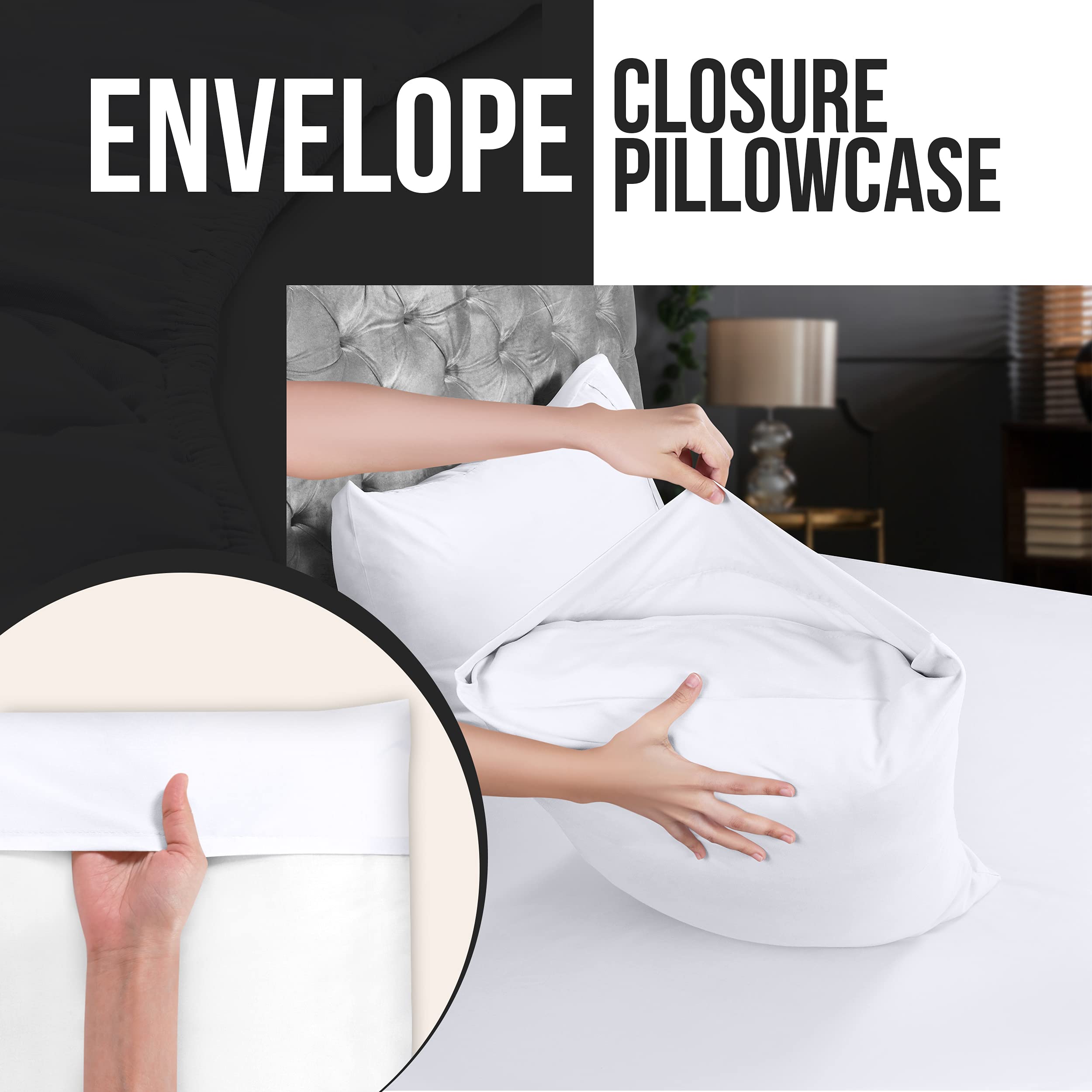 Utopia Bedding envelope closure back keeps pillows neatly inside.