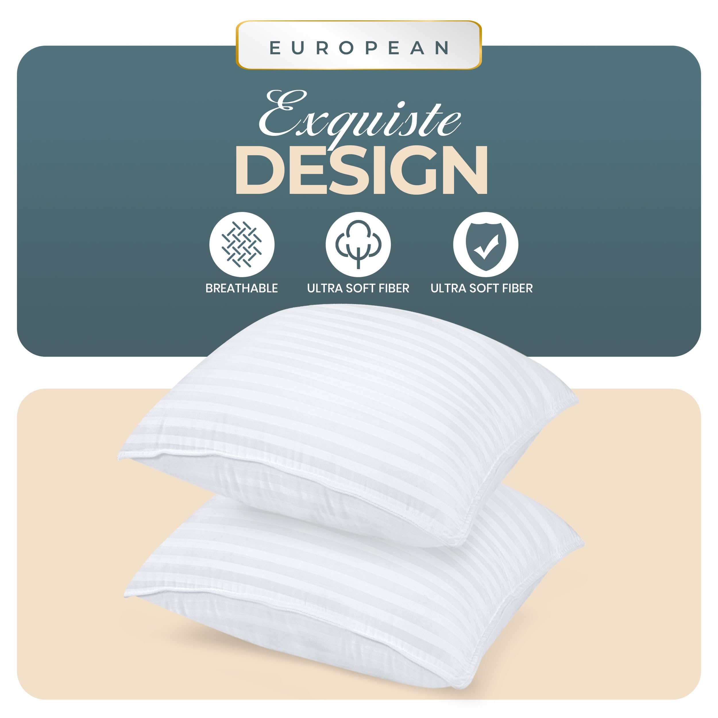 Utopia Bedding euro pillow 26x26 side view highlights breathable cover