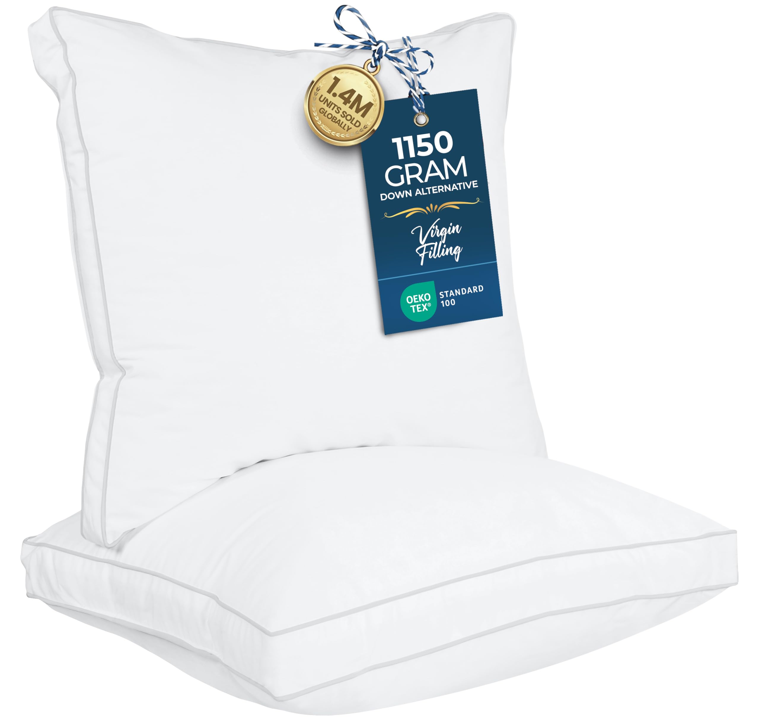 Utopia Bedding European pillow front view with plush 24x24 comfort for versatile sleep.